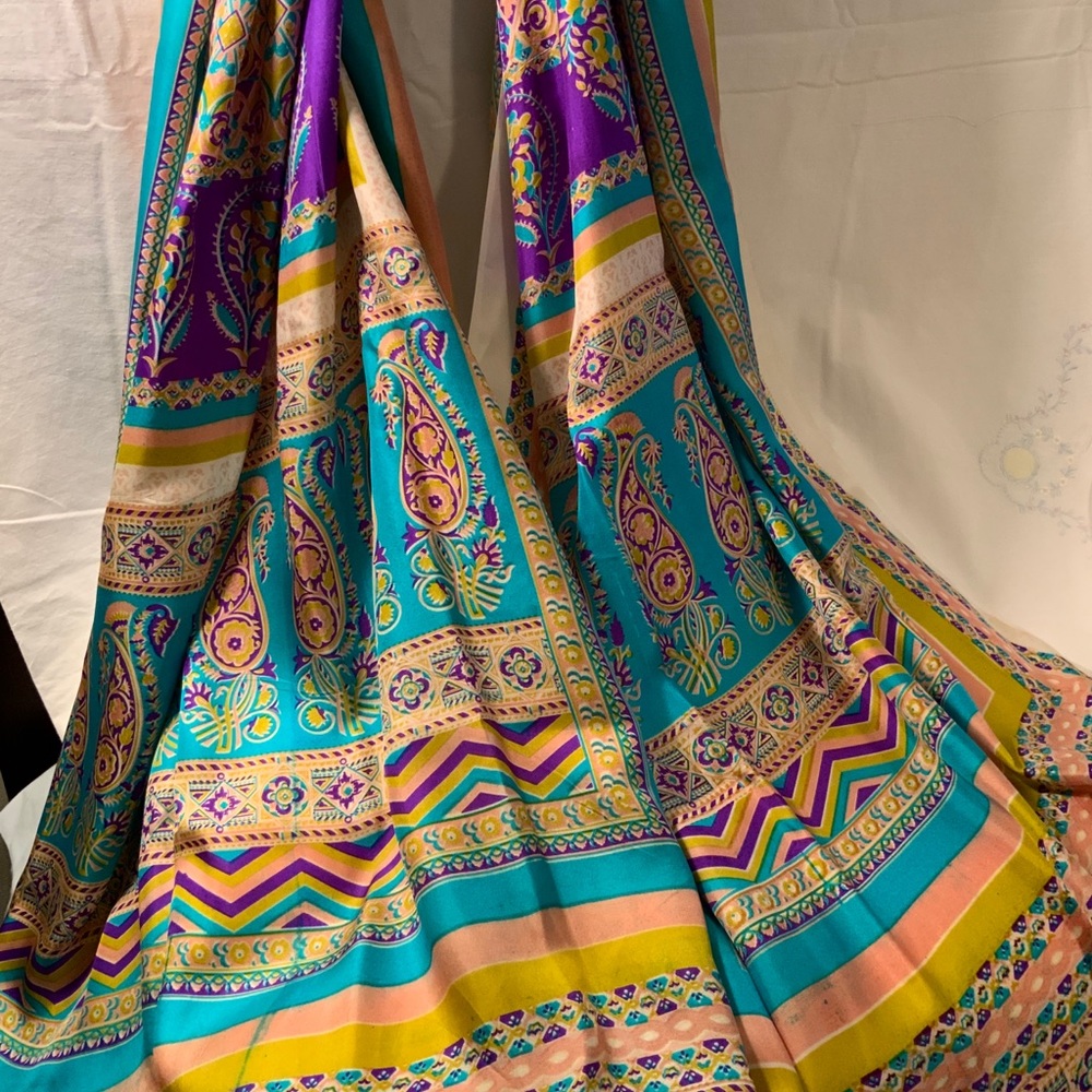 Large silk handmade blockprint scarf/shawl/dupahta